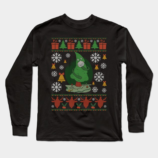 Ugly Christmas Sweater Tree with Mask of Santa for Xmas Long Sleeve T-Shirt by The Hammer